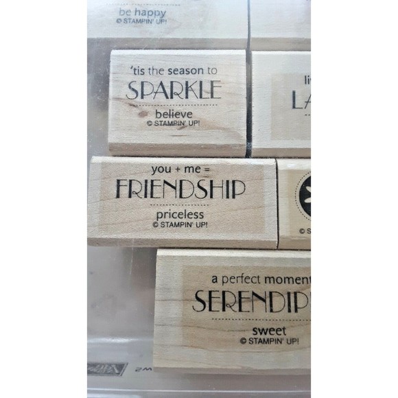 Stampin' Up! "Sweet Serendipity" Stamp Set Wood Mounted Retired Sparkle Laughter - Picture 8 of 10